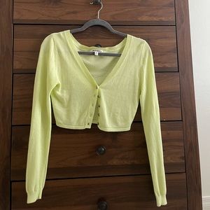 Wild honey neon green Button up crop top * heart detail